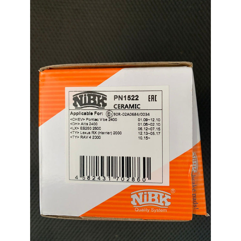 Pastillas Traseras Lexus Es-series 2006 - 2018 Nibk