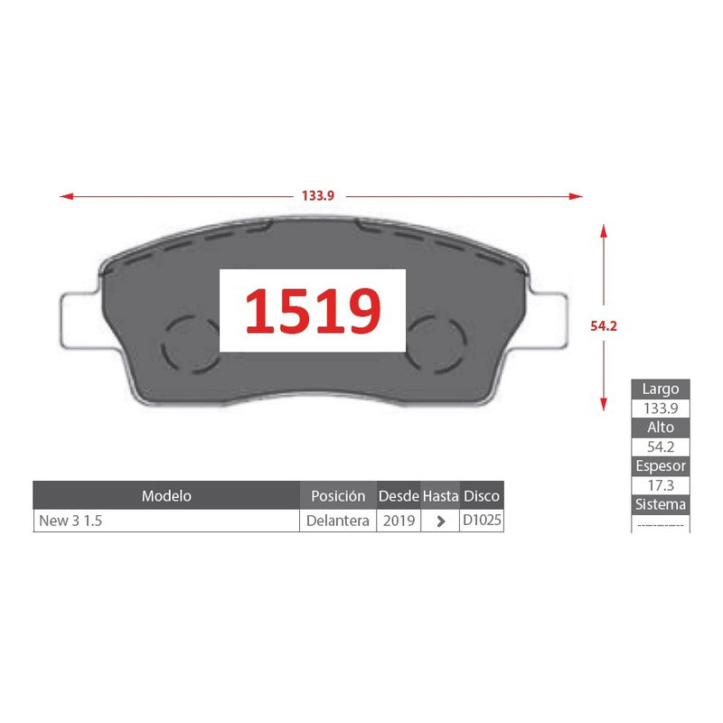 Pastillas De Frenos Delanteras Mg 3 2019-2022